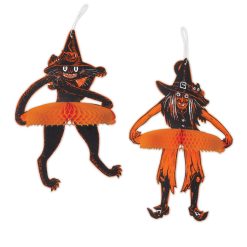Beistle Vintage Halloween Jointed Tango Witch & Cat