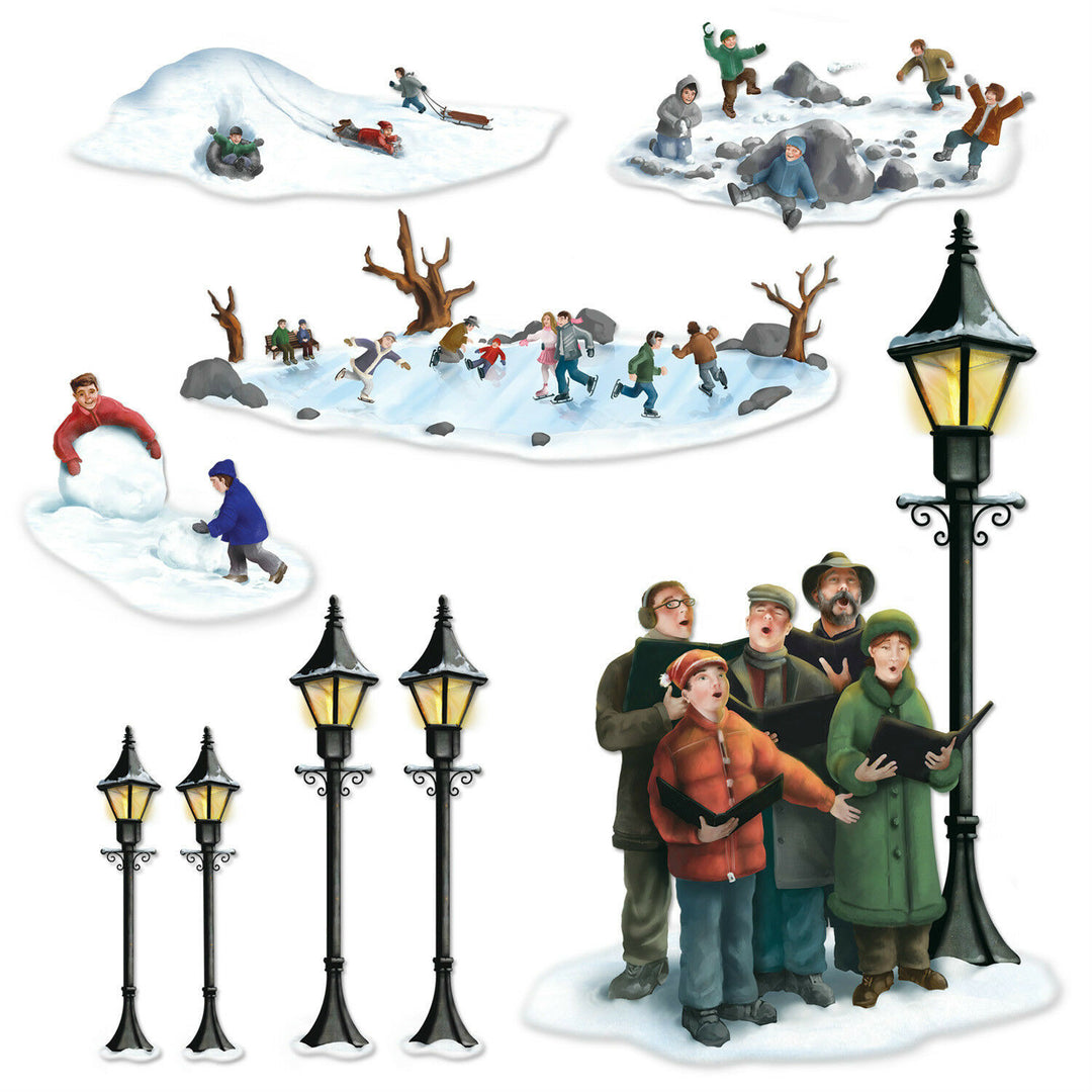 Beistle Lamppost, Carolers And Winter Fun Insta-Theme Props 1 Beistle Lamppost, Carolers And Winter Fun Insta-Theme Props