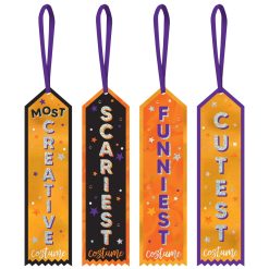 Amscan Party Supplies Halloween Award Ribbons 4 Pack-Fabric