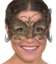 JHats Half Masks Half Mask - Gold Lace Butterfly