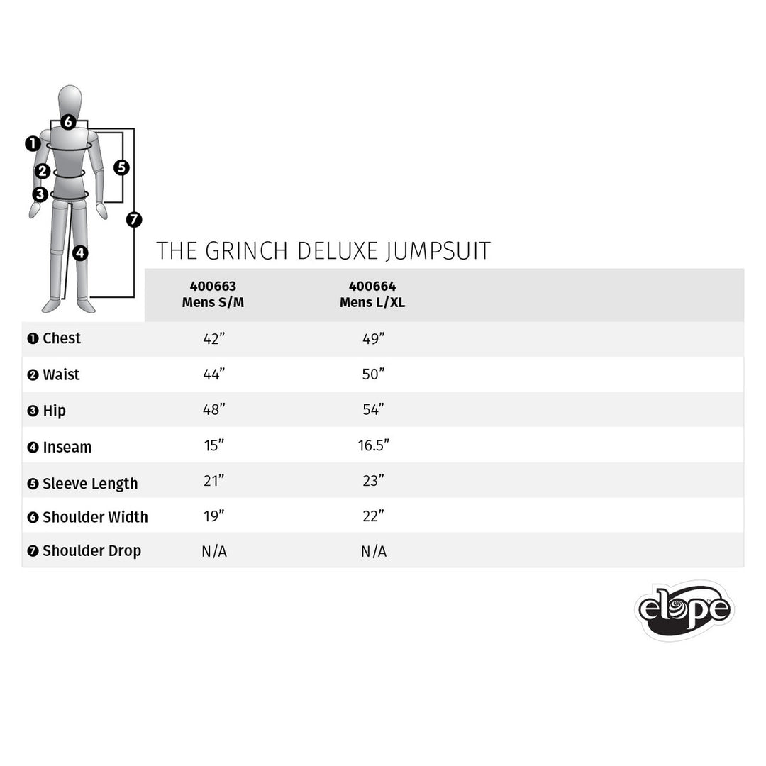 Elope Dr. Seuss' The Grinch - Deluxe Jumpsuit Adult Costume 7 Elope Dr. Seuss' The Grinch - Deluxe Jumpsuit Adult Costume