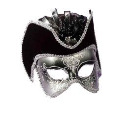 Forum Novelties Venetian Masks Venetian Mask - Silver Cocktail W/Hat