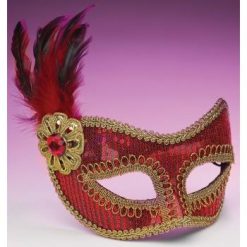 Forum Novelties Masquerade Mask - Red Sequin Dot With Gold Trim