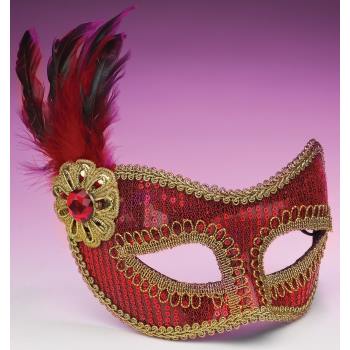 Forum Novelties Masquerade Mask - Red Sequin Dot With Gold Trim 1 Forum Novelties Masquerade Mask - Red Sequin Dot With Gold Trim