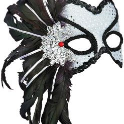 Forum Novelties Venetian Mask - White W/Feathers Colombina Venetian Masks