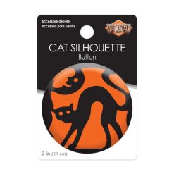 Beistle Vintage Halloween Cat Silhouette Button