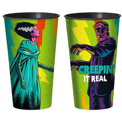 Amscan Universal Studios Monsters Frankenstein And Bride Of Frankenstein - 32oz. Plastic Cup Party Supplies