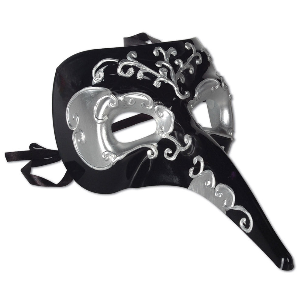 Smiffy's Venetian Masks Venetian Mask - Black And Silver Zanni 1 Smiffy's Venetian Masks Venetian Mask - Black And Silver Zanni