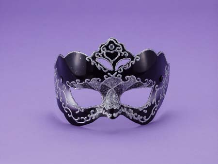 42 Venetian Masks Half Style Mask Black W/Silver 1 42 Venetian Masks Half Style Mask Black W/Silver