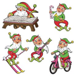 Beistle Vintage Christmas - Santa And Elves Cutouts