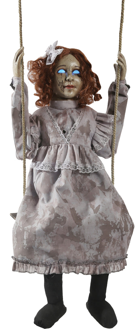 Morris Costumes Swinging Decrepit Doll Animated Prop 1 Morris Costumes Swinging Decrepit Doll Animated Prop